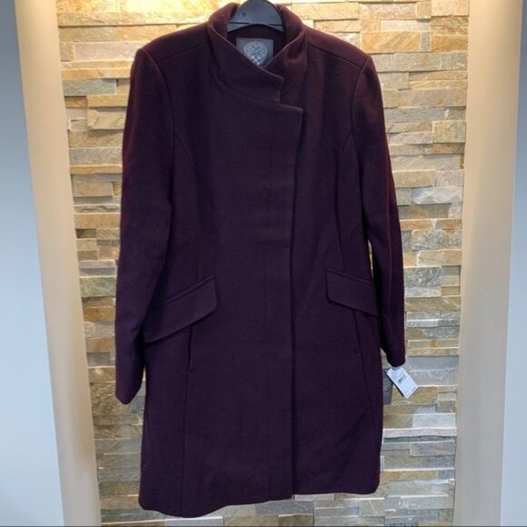 Vince Camuto Wool-Blend Longline Funnel Neck Coat - Picture 4 of 7